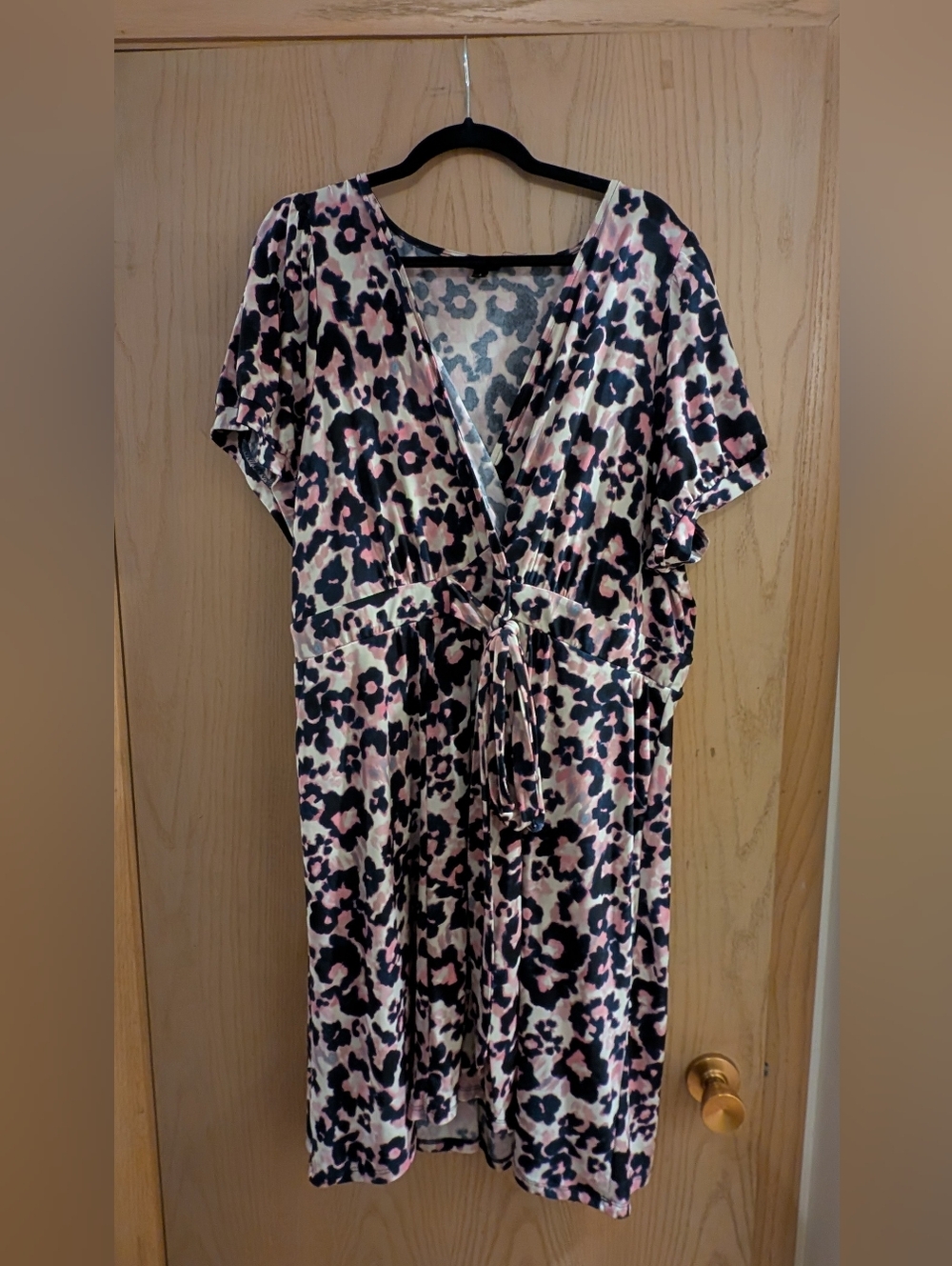 Torrid Pink & Navy Leopard Print V-Neck Dress